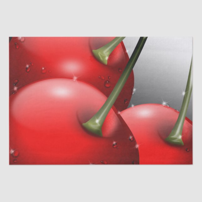 Cherries with Dew Drops Tissue Paper (Front)