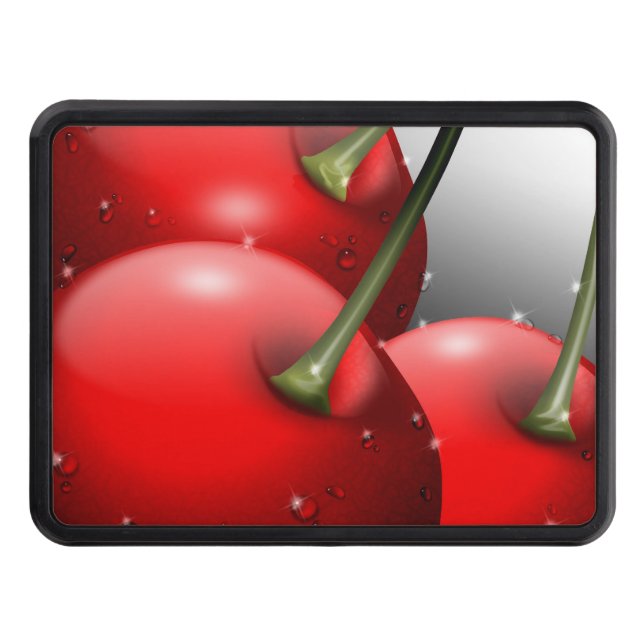 Cherries with Dew Drops Trailer Hitch Cover (Front)