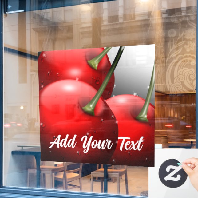 Cherries with Dew Drops Window Cling (Cafe Window)