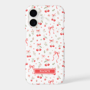 Cherries With Red Coquette Bows Monogrammed