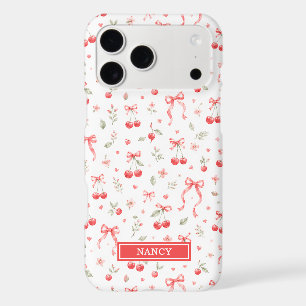 Cherries With Red Coquette Bows Monogrammed
