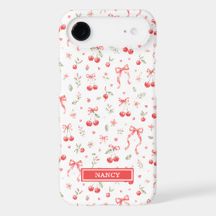 Cherries With Red Coquette Bows Monogrammed
