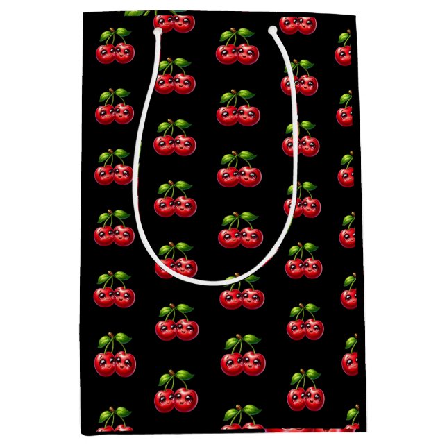 Cherries with smiley faces medium gift bag (Front)