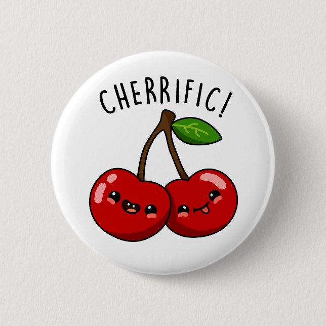 Cherrific Funny Red Cherry Pun  2 Inch Round Button (Front)