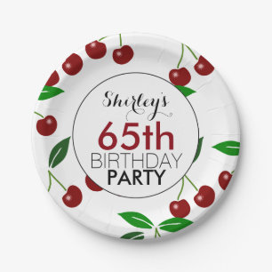 Cherry 65th Birthday Party Paper Plates
