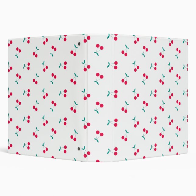 Cherry Aesthetic Cherries Pattern White  Binder (Background)