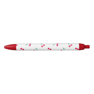 Cherry Aesthetic Cherries Pattern White  Black Ink Pen