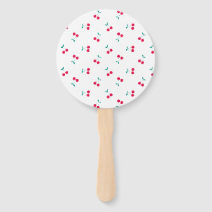 Cherry Aesthetic Cherries Pattern White Wedding Hand Fan