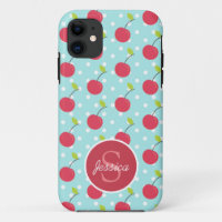 Cherry and Blue Polka Dot Pattern Personalised