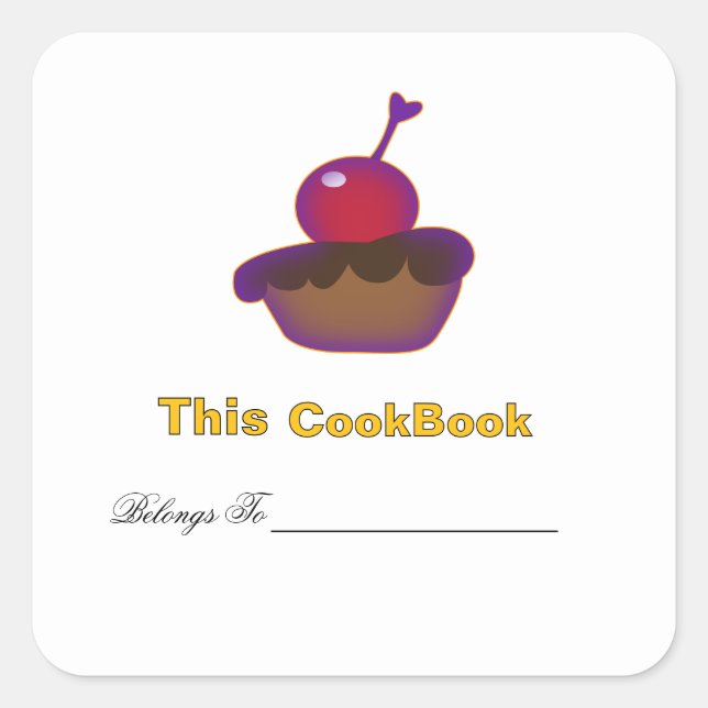 Cherry And Chocolate Cookbook Bookplate  Square Sticker (Front)