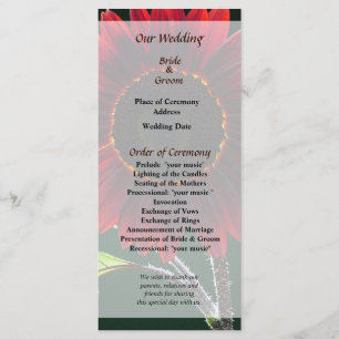 Cherry and Chocolate Sunflower Wedding Program