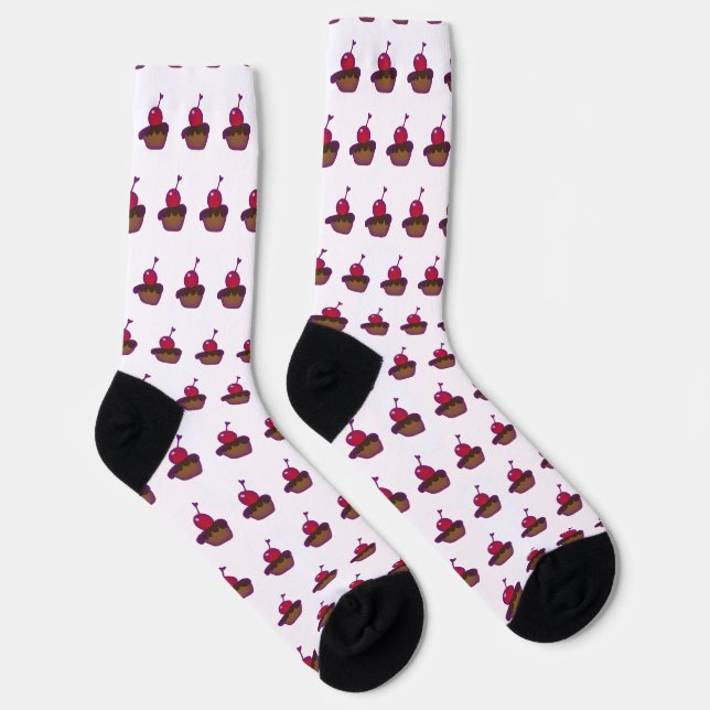 Cherry And Chocolate Sustainable Premium Crew  Socks (Right)