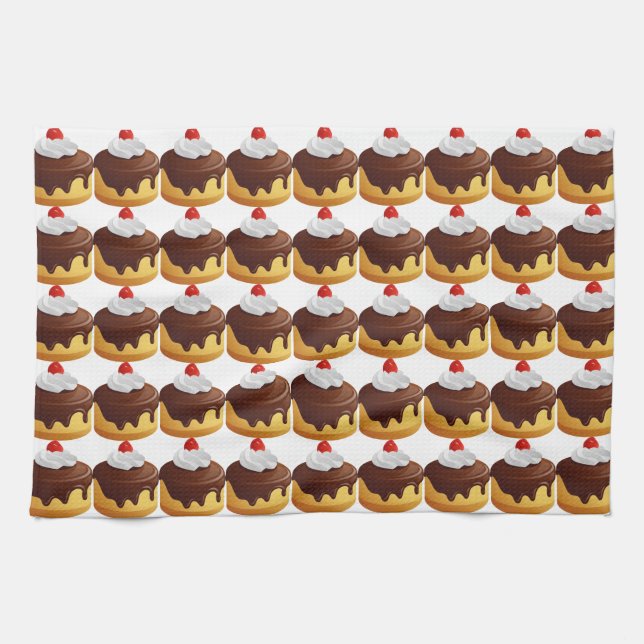 Cherry and Chocolate Topped Cake Kitchen Towel (Horizontal)