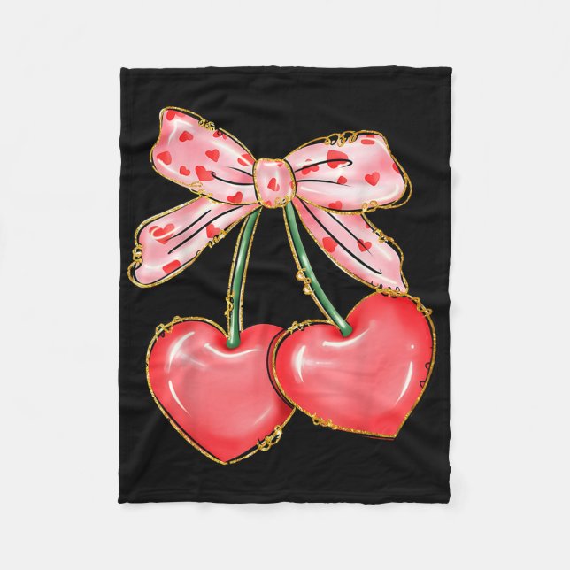 Cherry And Coquette I Love You Cherry Much Valenti Fleece Blanket (Front)