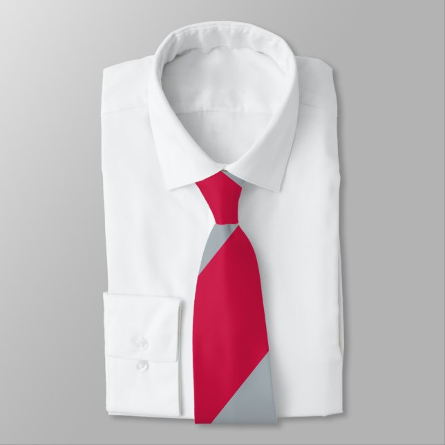 Cherry and Grey Broad Regimental Stripe Tie (Tied)