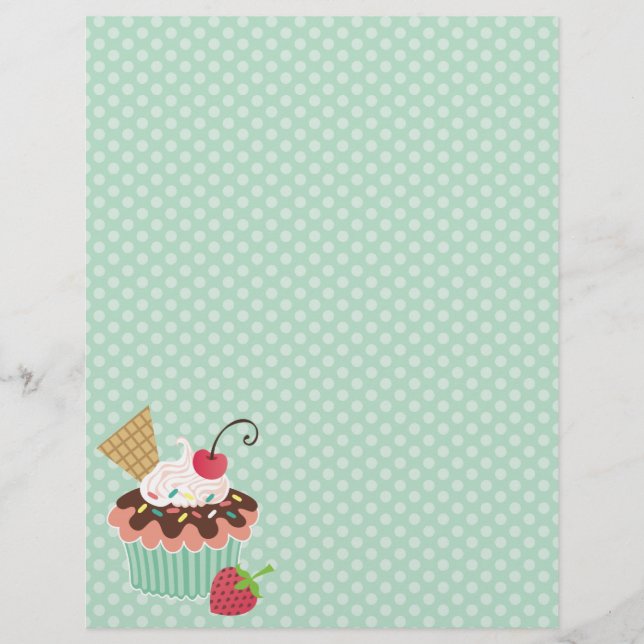 Cherry and Mint Cupcake Polkadots Letterhead (Front)