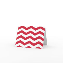 Cherry and White Chevron Note Card - BLANK