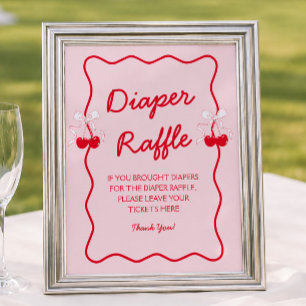 Cherry Baby Shower Diaper Raffle Poster