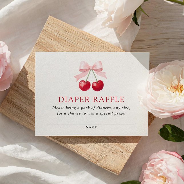 Cherry Baby Shower Diaper Raffle Ticket Enclosure Card (Creator Uploaded)