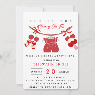 Cherry Baby Shower Invitation Cherry on top Invite
