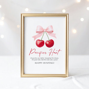 Cherry Baby Shower Pacifier Hunt Sign