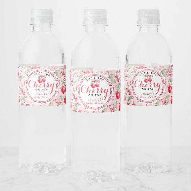 Cherry Baby Shower Water Bottle Label Wrap (Bottles)