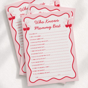 Cherry Baby Shower Who Knows Mommy Best Game Card