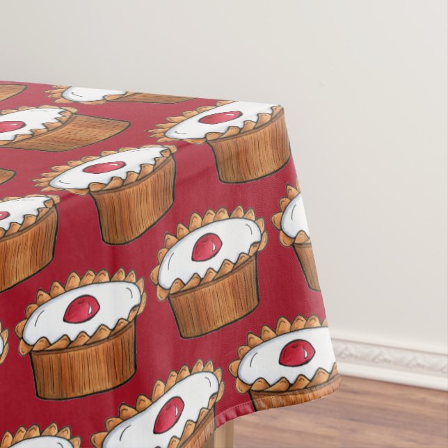 Cherry Bakewell Tart British Food UK Pastry Baking Tablecloth (In Situ)
