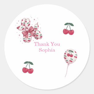 Cherry Balloon Dog Birthday Thank You Sticker