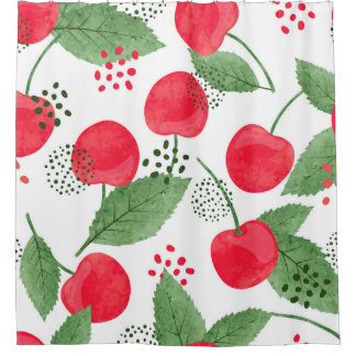 Cherry Berries Vintage, Watercolor Seamless.