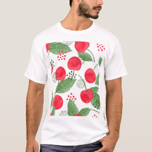 Cherry Berries Vintage, Watercolor Seamless. T-Shirt