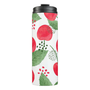 Cherry Berries Vintage, Watercolor Seamless. Thermal Tumbler
