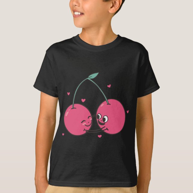 Cherry Best Friend Girl Girlfriend Smile Twin Berr T-Shirt (Front)