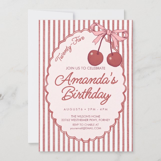 Cherry Birthday  Invitation (Front)