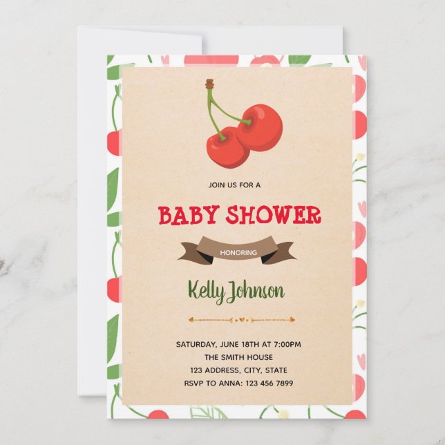 Cherry birthday shower invitation (Front)