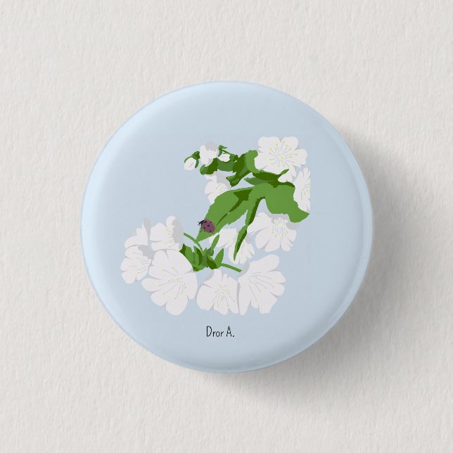 Cherry bkossom  1 inch round button (Front)