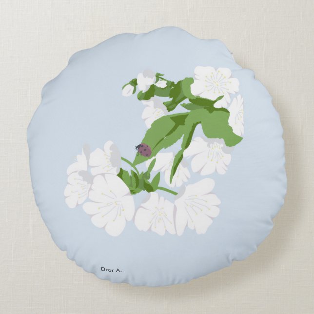 Cherry bkossom  round pillow (Back)