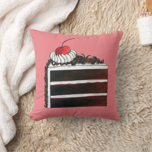 Cherry Black Forest Cake Shop Slice Bakery Baker Throw Pillow