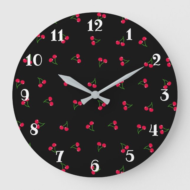 Cherry Black Round Wall Clock (Front)