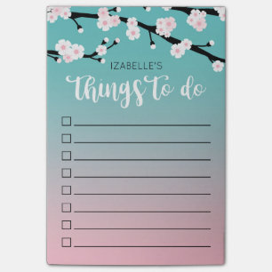 Cherry Bloom Ombre   Custom Name To Do List Post-it Notes