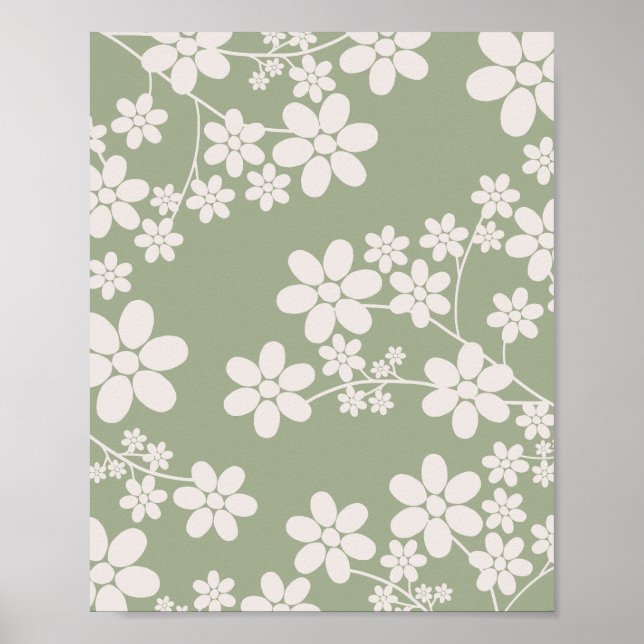 Cherry Blossom 13 Sage Green Poster (Front)