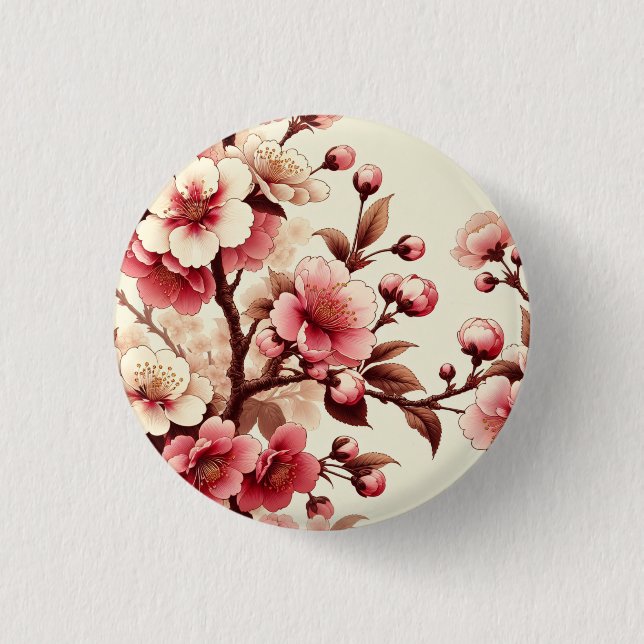 Cherry Blossom 1 Inch Round Button (Front)