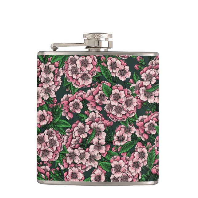 Cherry blossom 2 hip flask (Front)