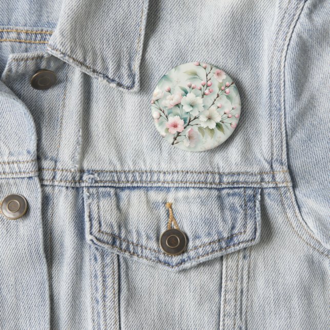Cherry Blossom 2 Inch Round Button (In Situ)