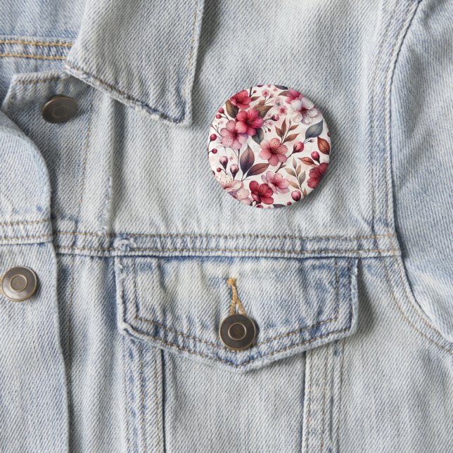 Cherry Blossom 2 Inch Round Button (In Situ)
