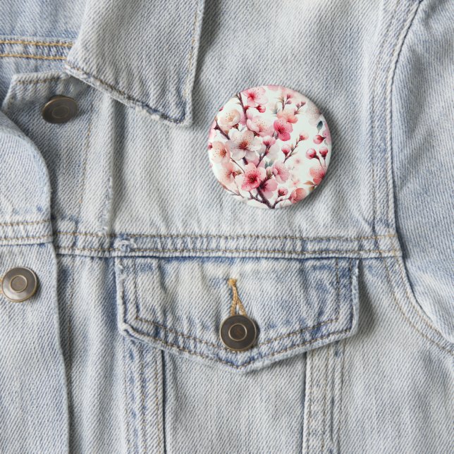 Cherry Blossom 2 Inch Round Button (In Situ)
