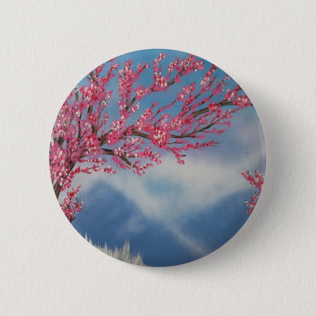 Cherry Blossom 2 Inch Round Button (Front)