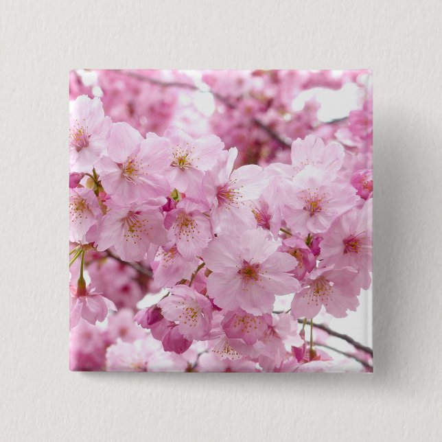 Cherry blossom 2 inch square button (Front)