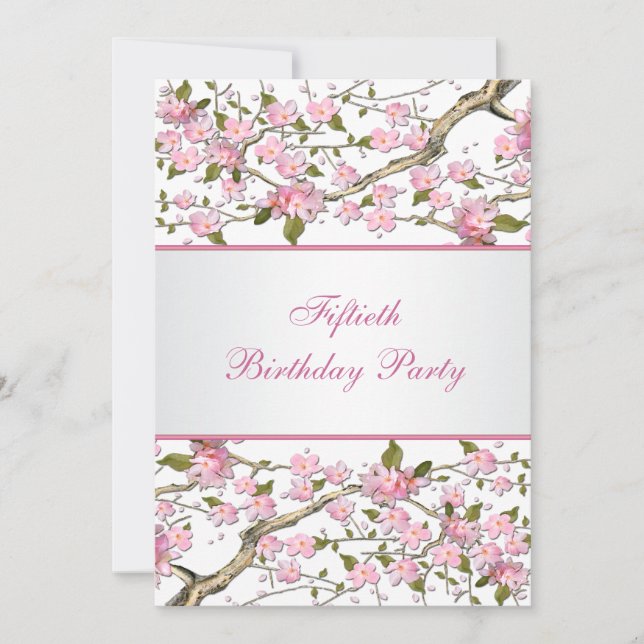 Cherry Blossom 50th Birthday Party Invitation (Front)