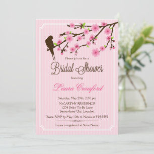 Cherry Blossom and Bird Bridal Shower Invitation